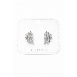 Gümüş İğneli Zirkon Taşlı Salkım Yapraklı Küpe