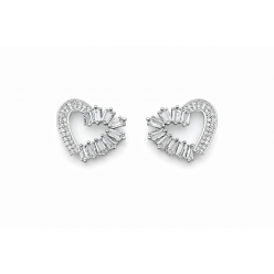 Gümüş İğneli Zirkon Taşlı Kalp Küpe