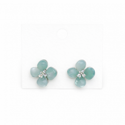 Gümüş İğneli Zirkon Taşlı Çiçek Küpe