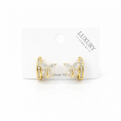 Gümüş İğneli Zirkon Taşlı Kelebek Küpe