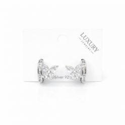 Gümüş İğneli Zirkon Taşlı Kelebek Küpe