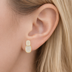 Gümüş İğneli Zirkon Taşlı Küpe