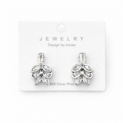 Baget Taşlı Gümüş İğneli Küpe