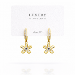 Sallantılı Zirkon Taşlı Gümüş İğneli Küpe