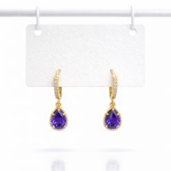 Sallantılı Zirkon Taşlı Gümüş İğneli Küpe