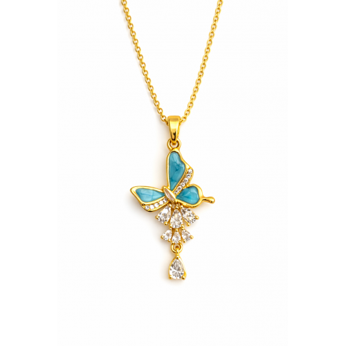 Zirkon Taşlı Çelik Kolye