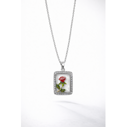 Zirkon Taşlı Çelik Kolye