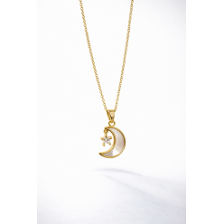 Zirkon Taşlı Çelik Kolye