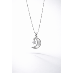 Zirkon Taşlı Çelik Kolye