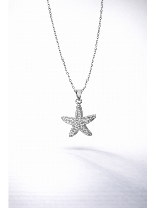 Zirkon Taşlı Çelik Kolye